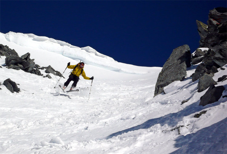 Couloir SW : Pïerre en action.