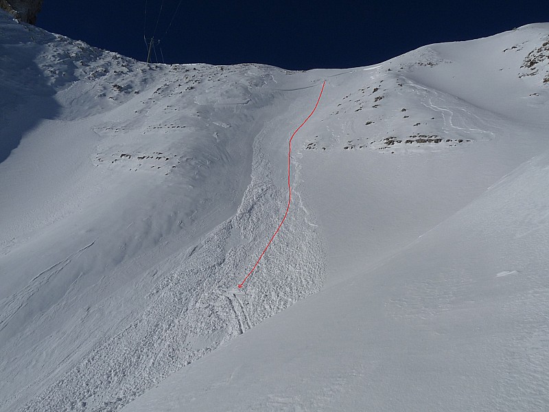 #3 La coulée : en rouge mon trajet (50/60m ?) La coulée : en rouge mon trajet (50/60m ?)