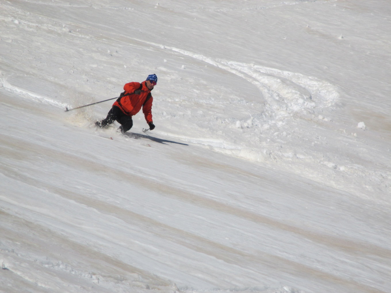 Pointe Blanche : François bien à l'aise avec petits skis!