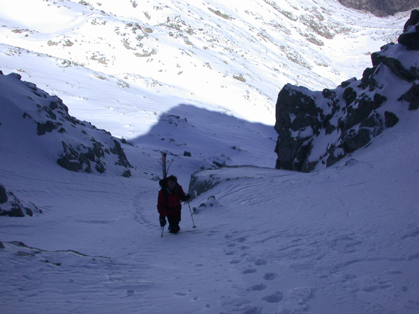 Couloir du Rotondu : La montée dans le couloir sommital