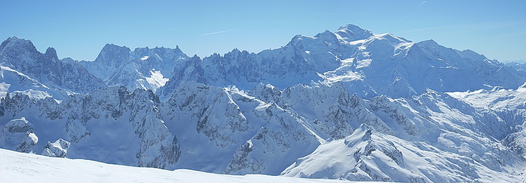 Panorama : Massif du Mont-Blanc depuis sommet!