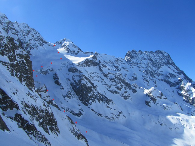 glacier de Chabournéou : vue de l'itinéraire de descente depuis le glacier du Jocelme