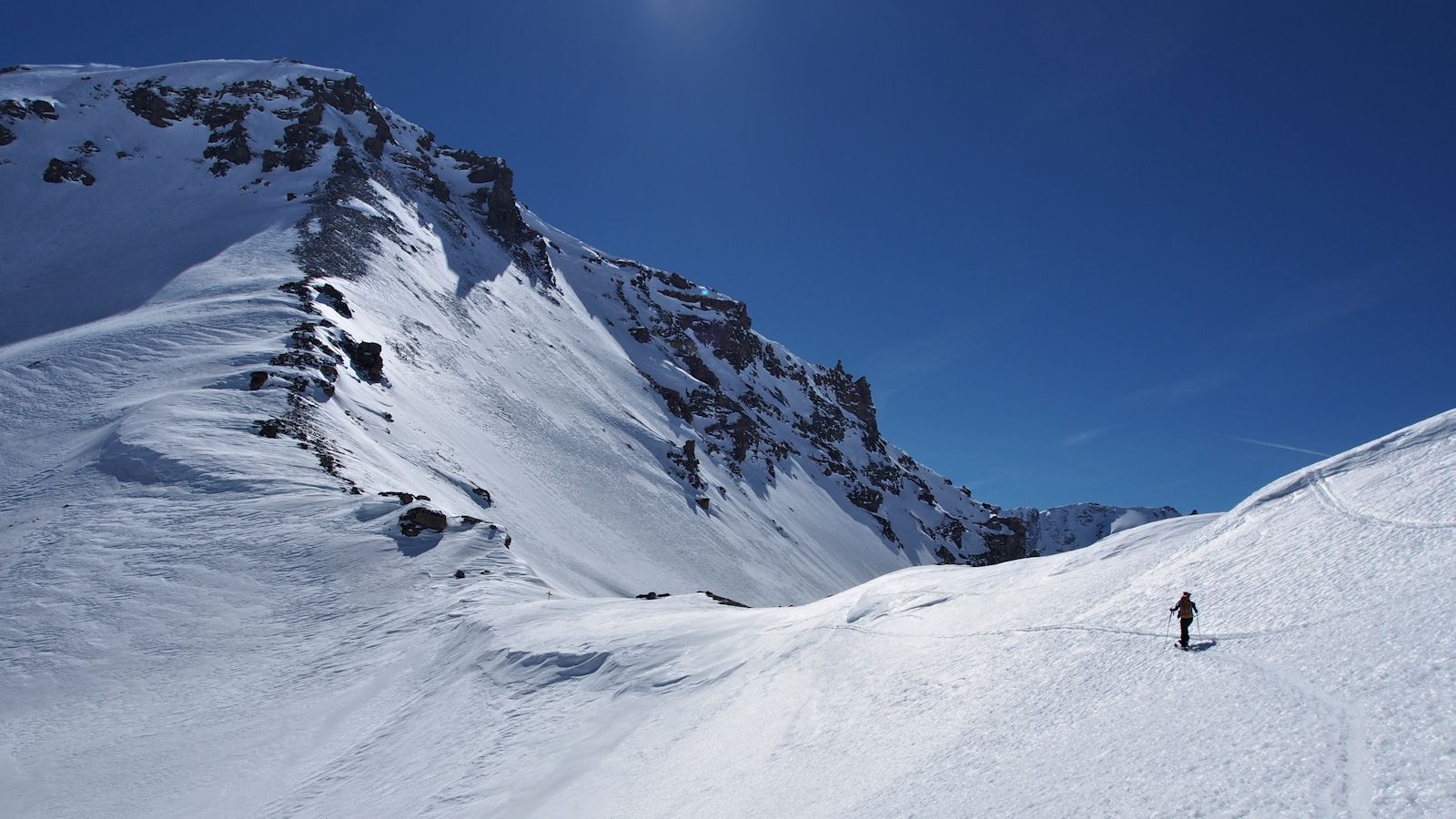 Col du Rocher Blanc (Vaudet) : Au pied de l'arête des Mines.