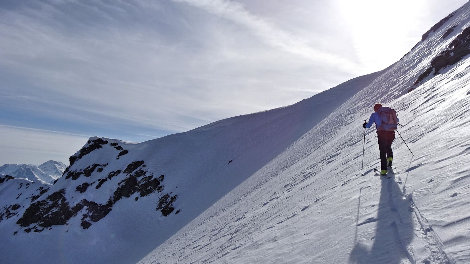 Avant de rejoindre l'arête : Quelques passages en neige dure.