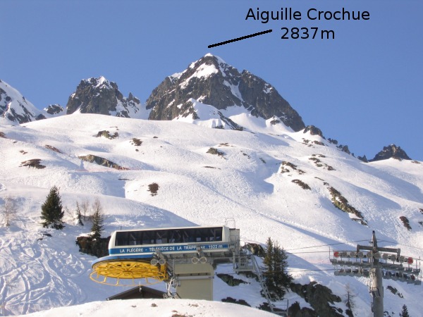 #1 L L'Aiguille Crochue : L'Aiguille Crochue depuis la gare d'arrivée du téléphérique de la Flégère.