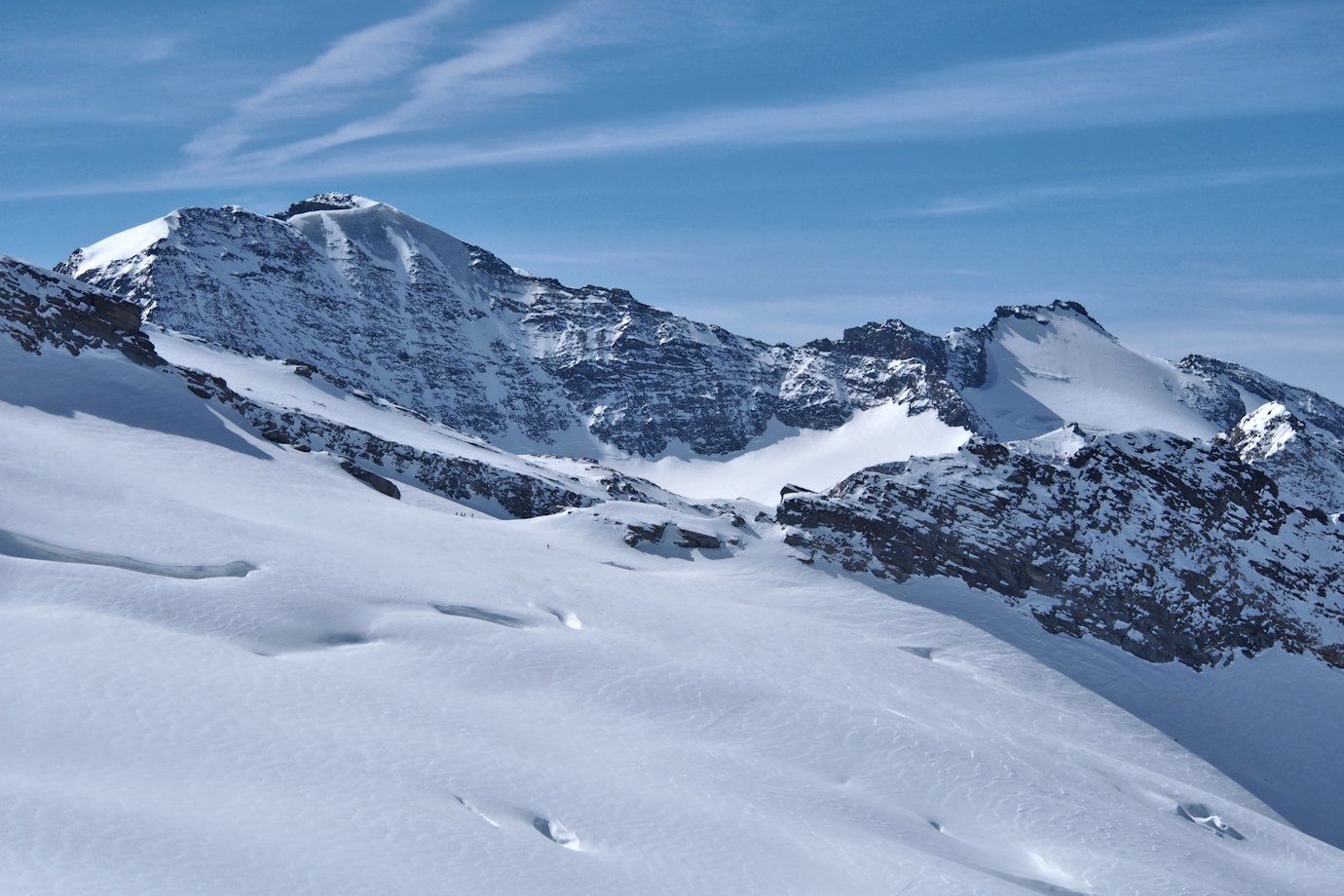 Vers le Sud : Glacier du Mulinet avec en arrière plan, Grande et petite Ciamarella.