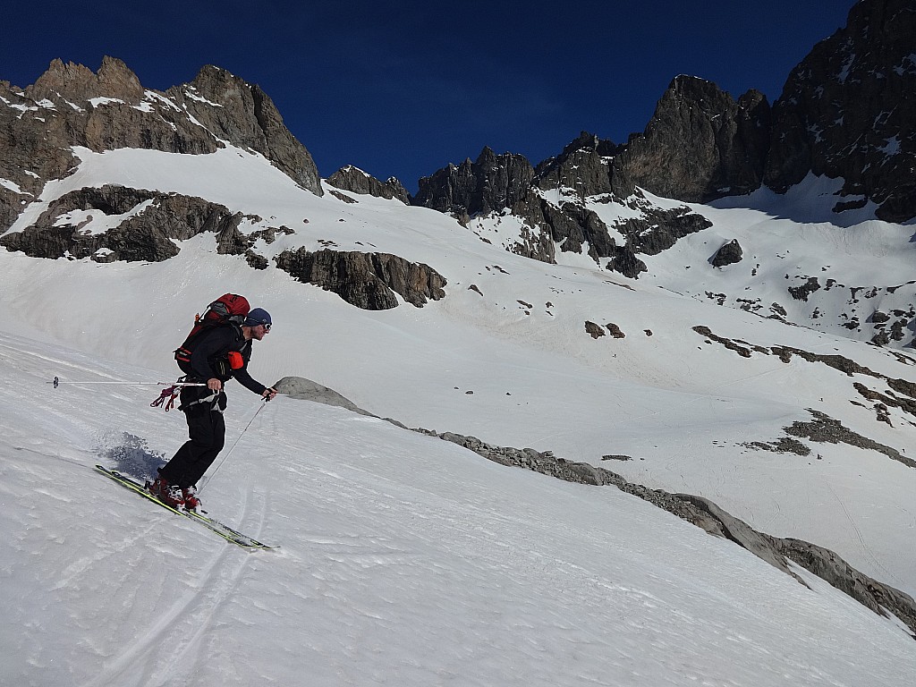 Tour Meije : Robert en action (rédacteur toponeige en Autriche alpes juliennes en particulier) ...