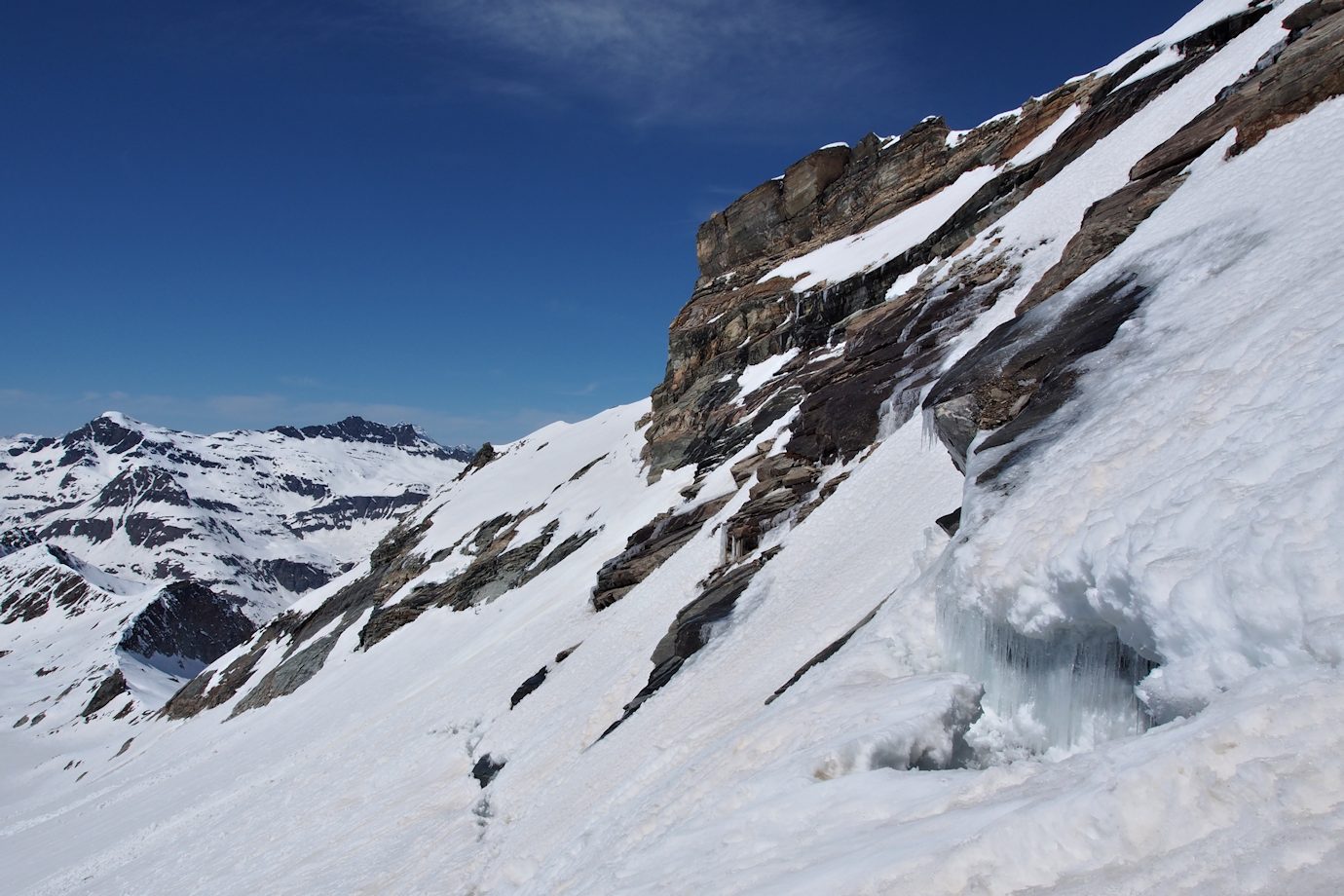 La Rimaye : C'est ici que nous chaussons les crampons.