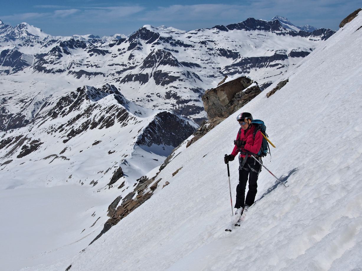 Couloir SO : Isa dans la partie haute.