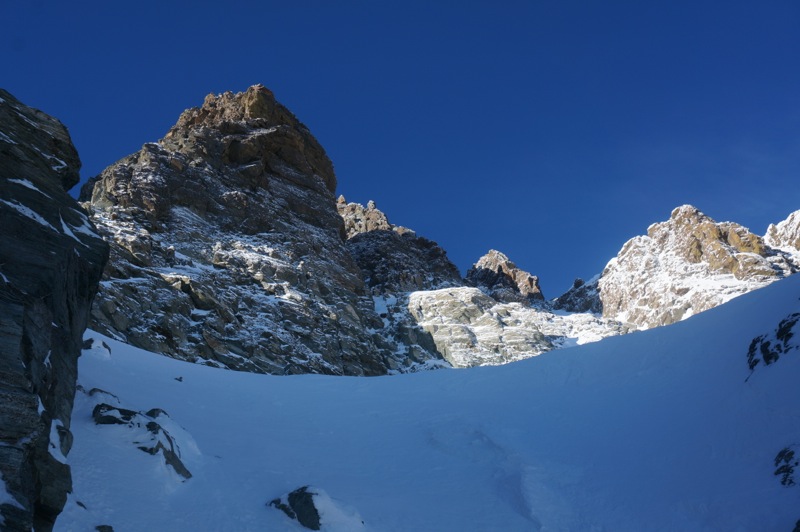 Viso : Vue sur le glacier Coolidge et le perotti à droite, le centre, bin au milieu