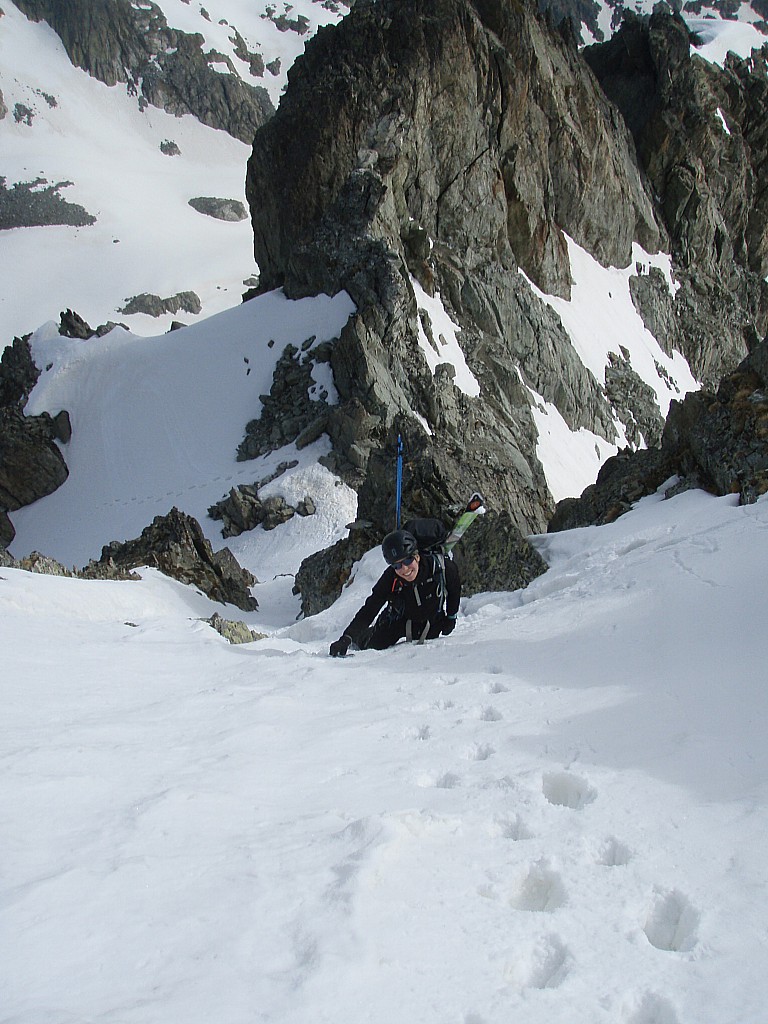 Col du Chien : Au dessus du Col du Chien, on tente la montée vers l'Aiguille d'Ollle