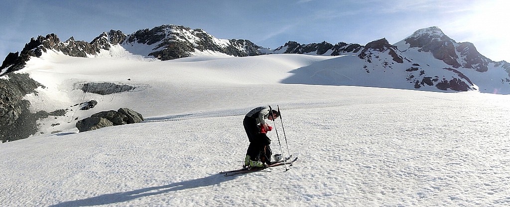 Mont de Gébroulaz : Arrivé au col de Thorens sur le Glacier de Chavière