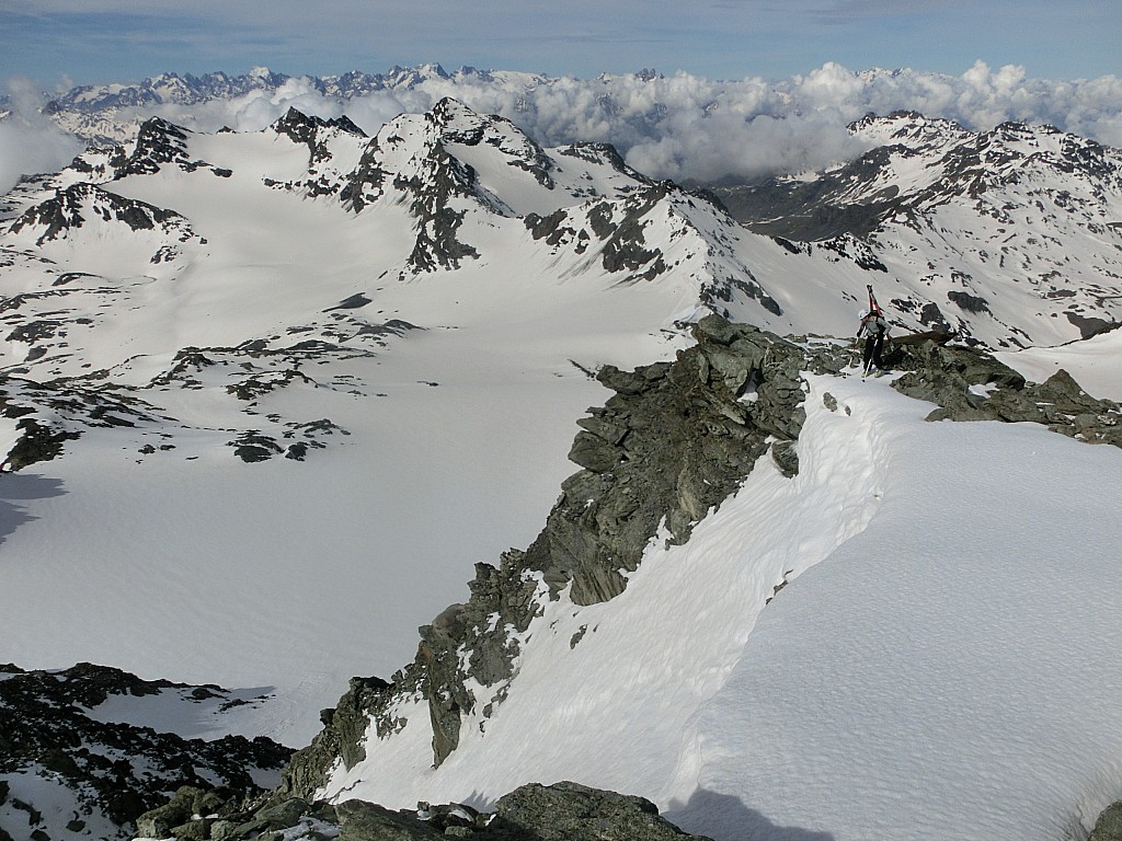 Mont de Gébroulaz : le glacier de Chavière et l'entrée du couloir