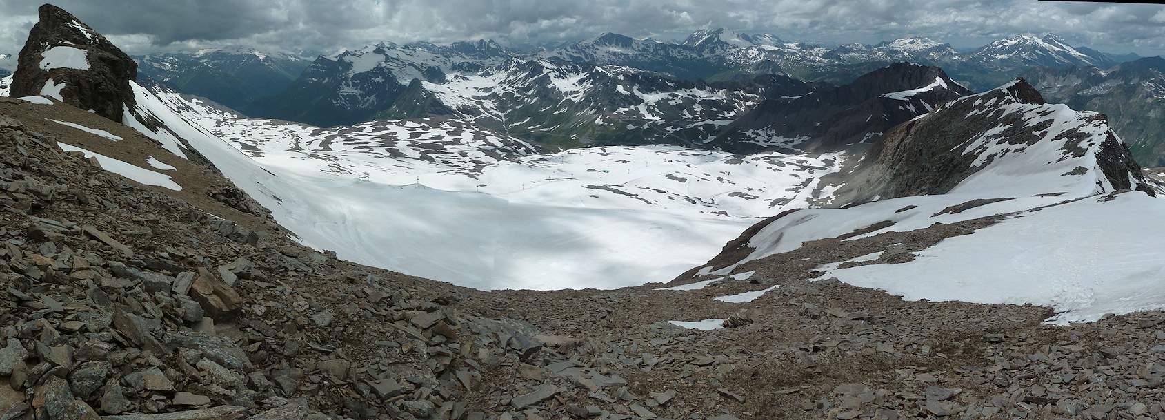 #15 Depuis l Depuis l'Aiguille Pers : Glacier du Pissaillas.
Vue SW depuis la Pointe du Montet à gauche au Signal de l'Iseran à droite.