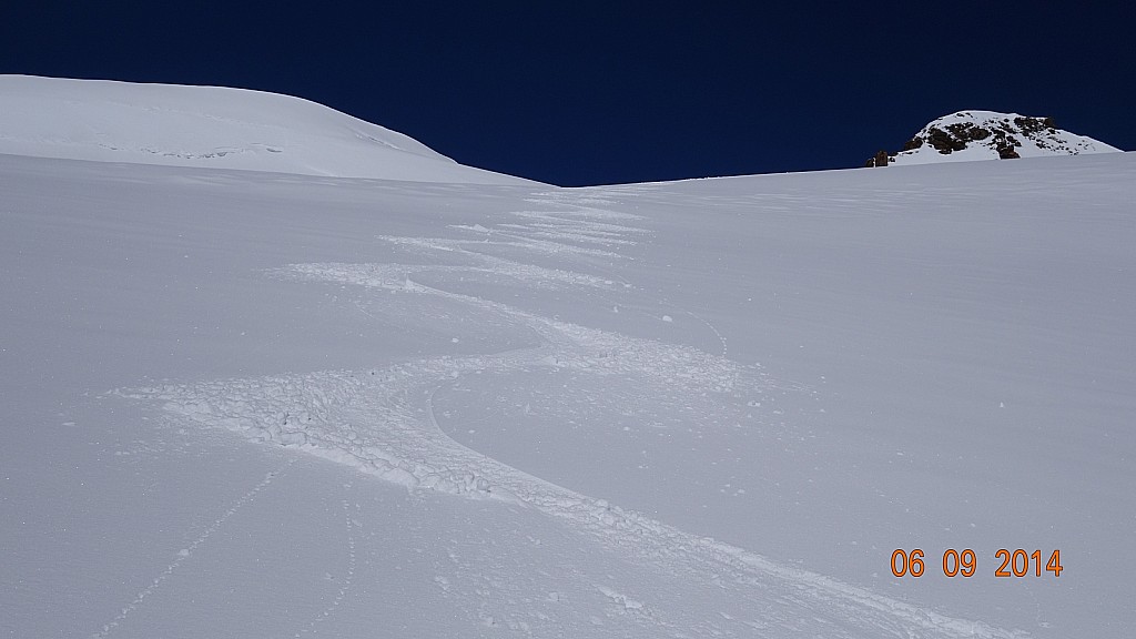 Du rab de descente en : bonne neige sur le Grenzgletscher