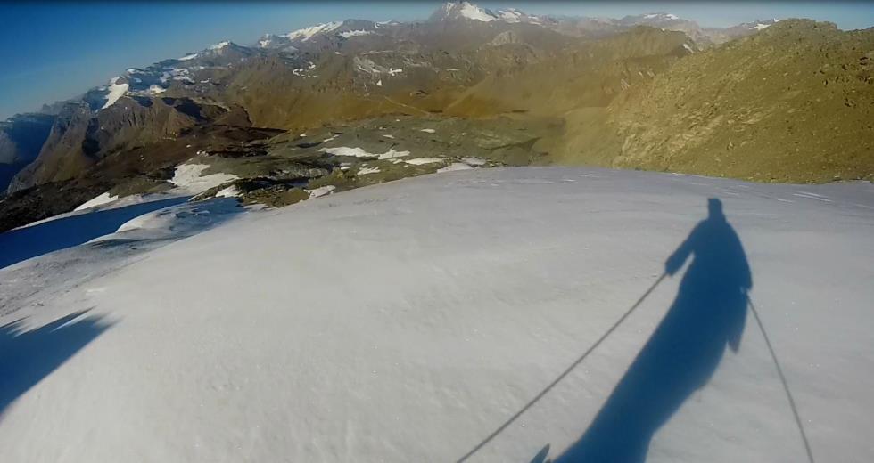 descente : ski avant la traversée