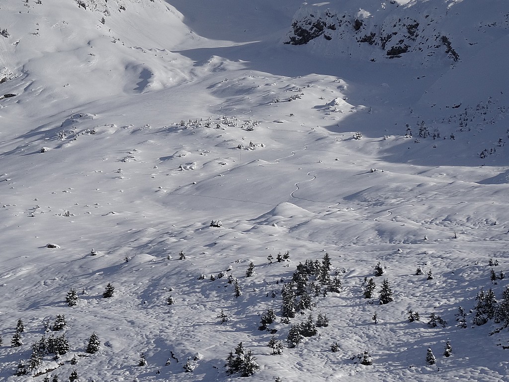 #1 Merdassier : Trace dans la combe NW. Merdassier : Trace dans la combe NW.