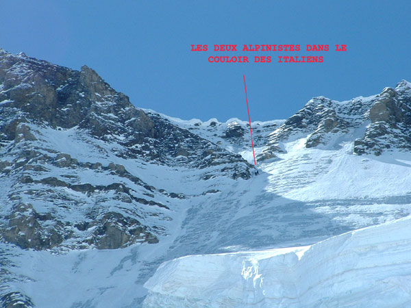 Montée couloirs des italiens : Nos deux alpinistes matinaux et courageux