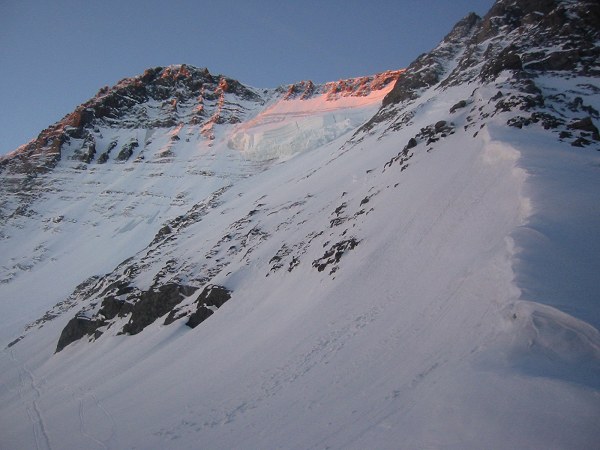 Couloir des Italiens : Lever de soleil sur le couloir des italiens (depuis le col de la grande Casse)