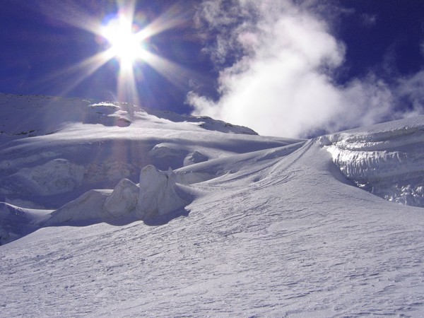 Glacier du Geay : La rimaye était bien bouchée