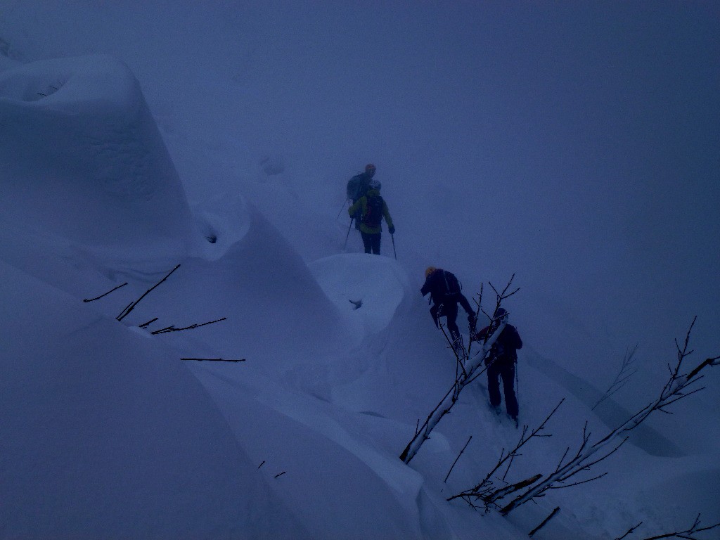 sur le glacier du Morbié : ambiance, séracs et crevasses
