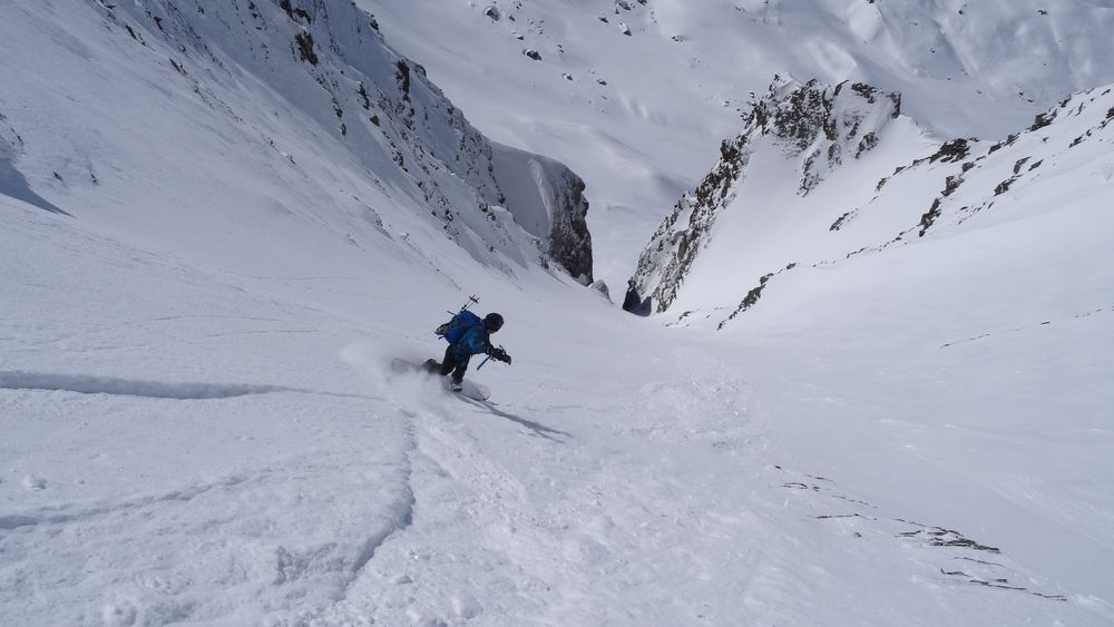 couloir W du Pellard, Oli fonce vers le corridor