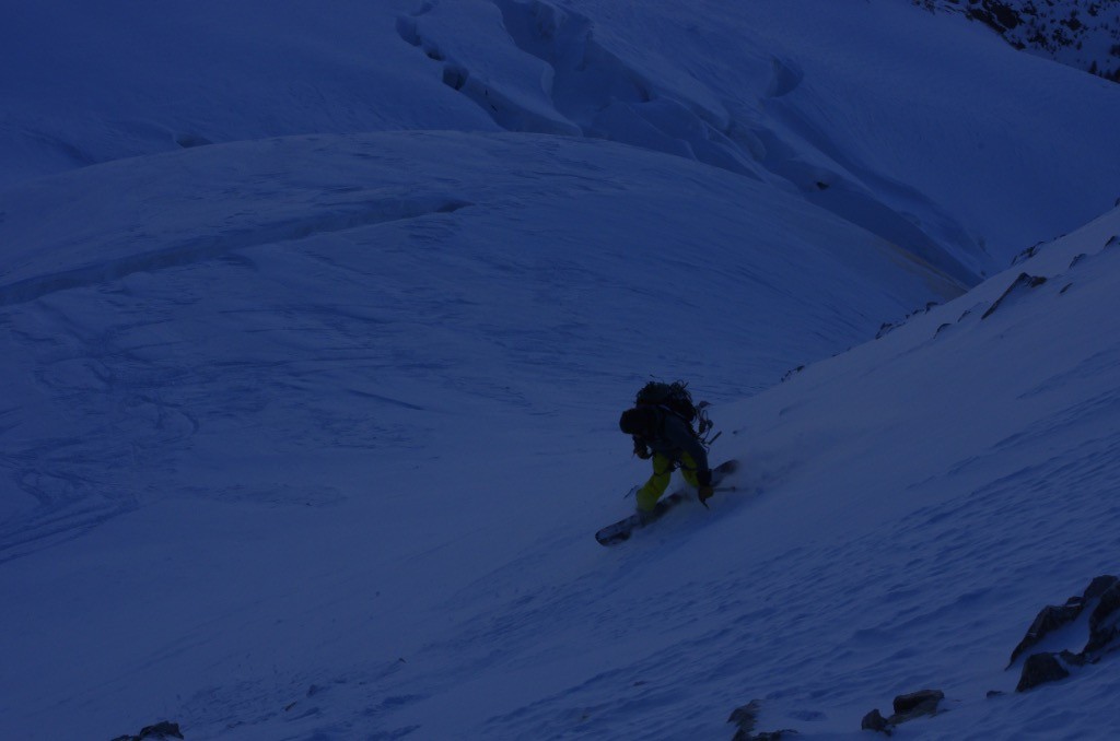 Descente de la brèche de la Meije vers la face Nord