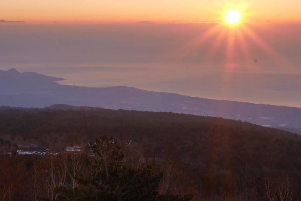 Lever du soleil sur Taormine