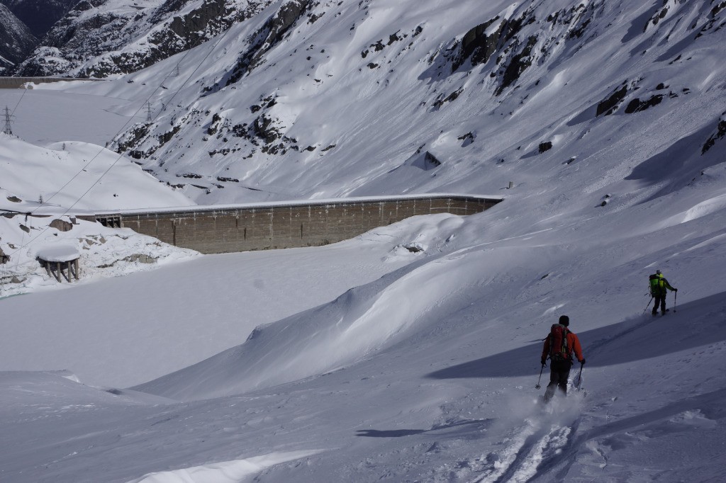 Poudre en versant nord du Grimsel pass.