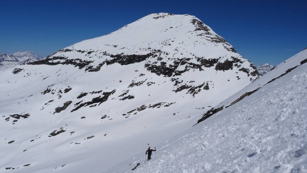 face S de l'Ouille d'Arbéron. On a pris la langue de gauche pour passer la barre