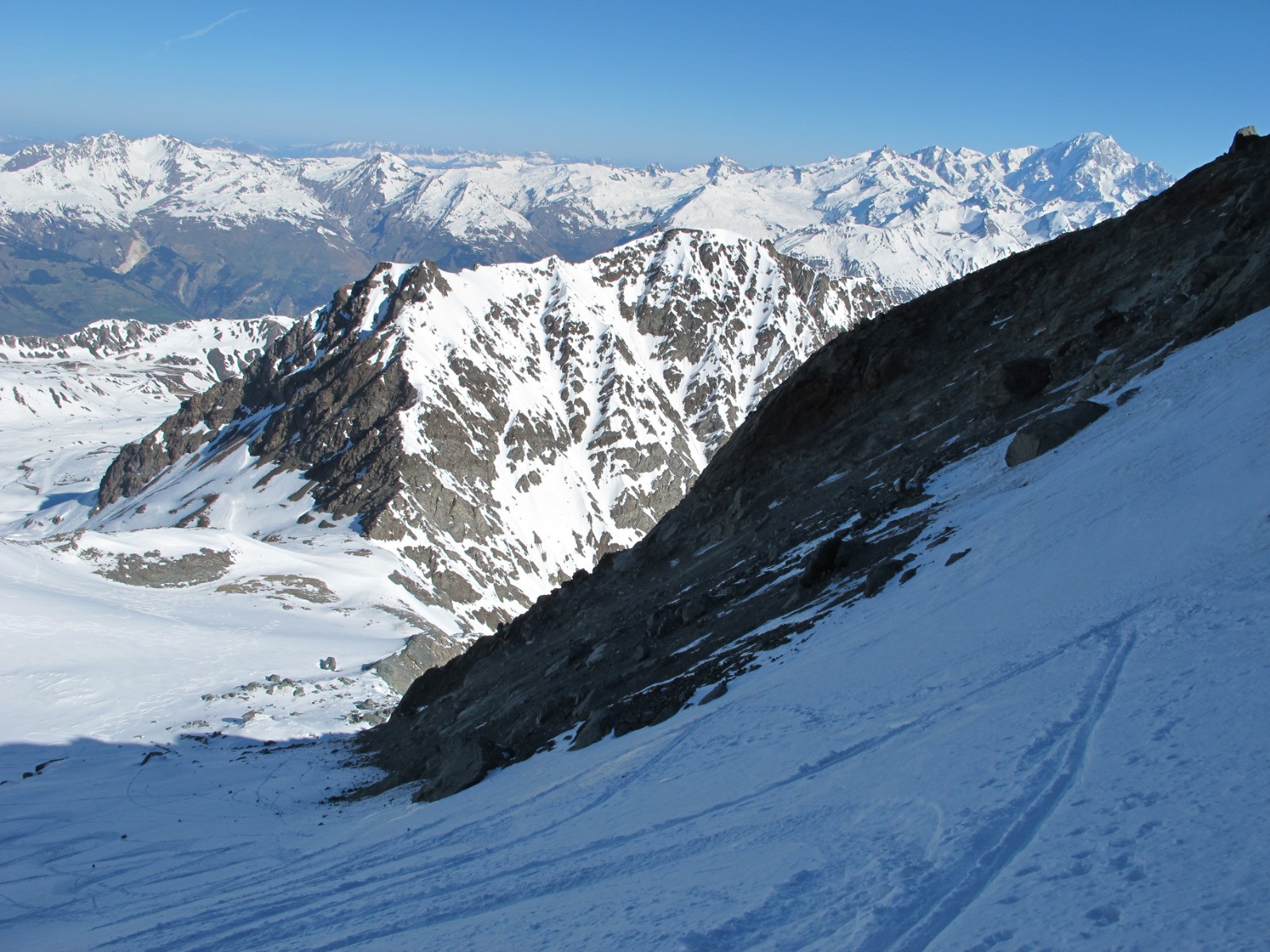 Mont Pourri - La trace évite les crevasses en rive droite