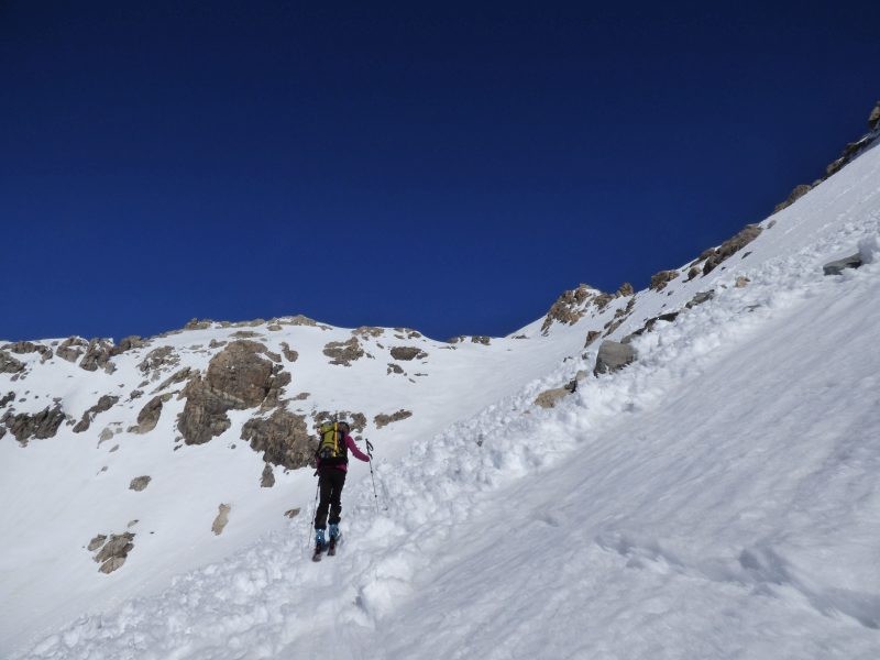 Restes d'avalanche peu avant le sommet