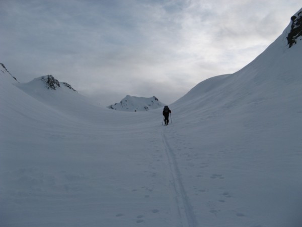 En allant au refuge Lapra : Dans une neige poudreuse,froide,quel décor!
La grande lance de Domène