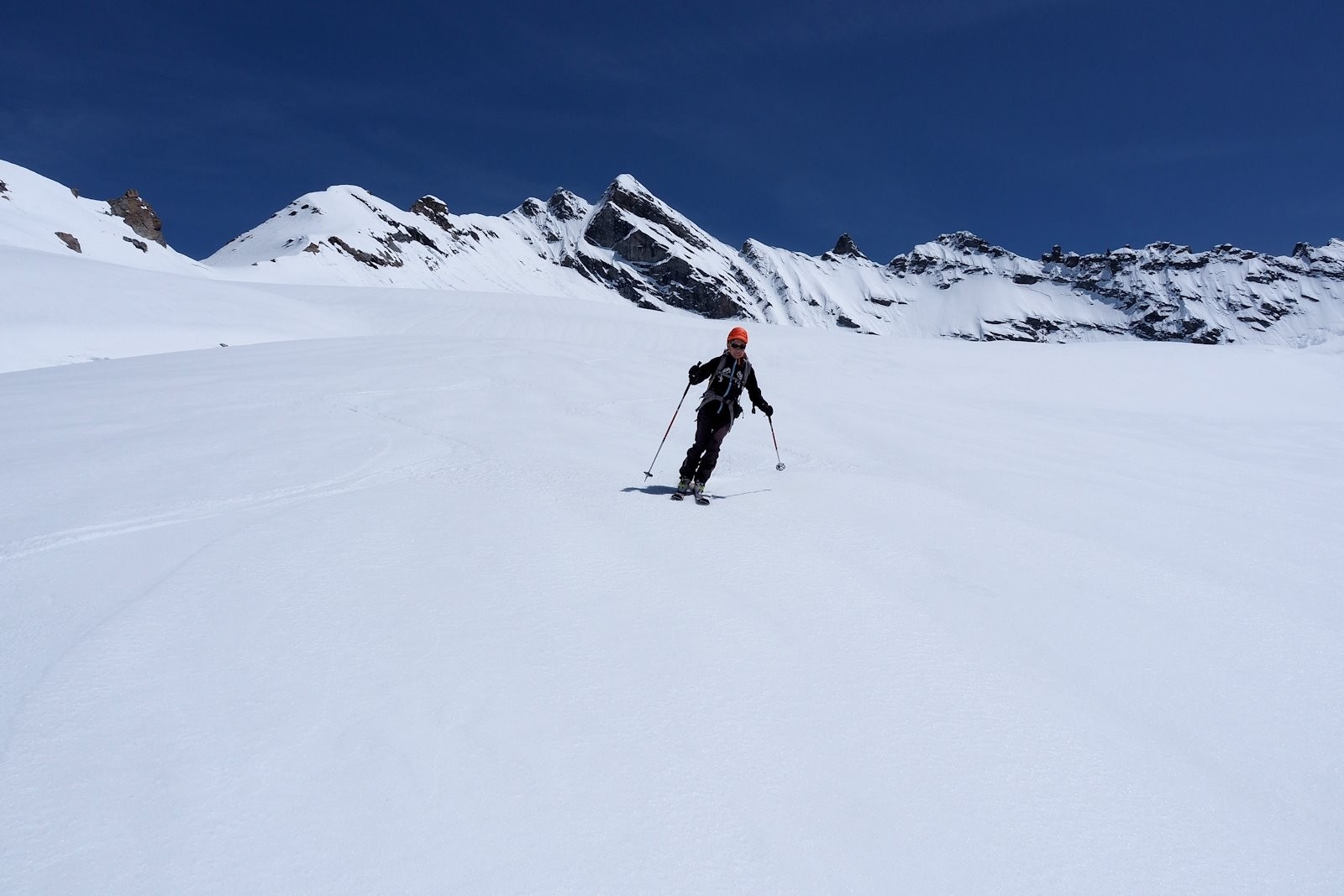 Moquette en début d'après midi sur le Glacier du Mulinet.