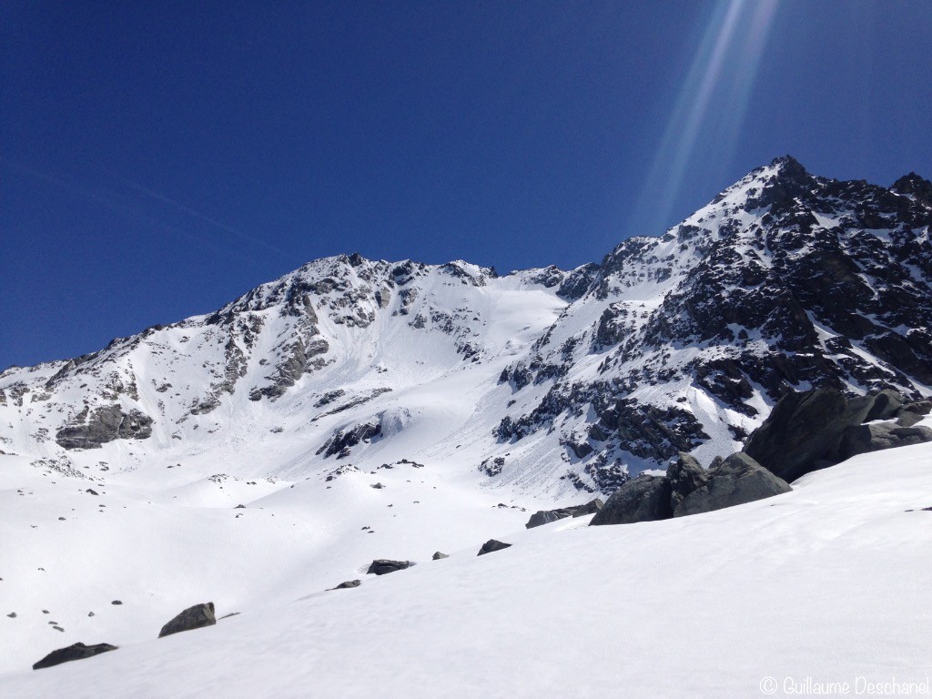 L'itinéraire de descente par la combe W et le glacier de Péclet