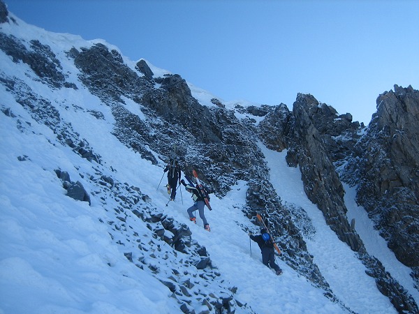 Sortie du SW : On sort du couloir SW pour rejoindre l'arête