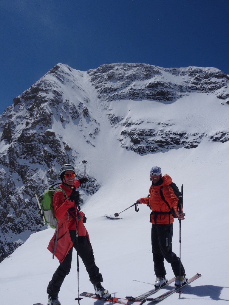 The couloir du jour avec notre gourou du jour à droite