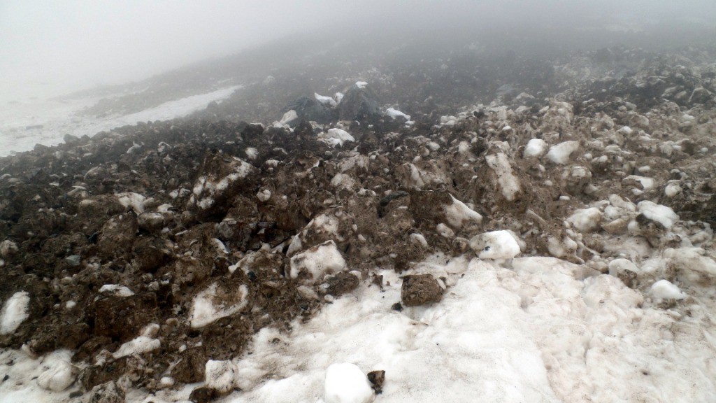 une petite partie de la grosse coulée sous la face nord de la Grande Lance