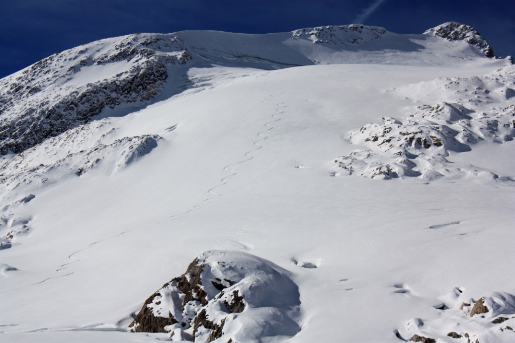 Ma trace sur les pentes du glacier