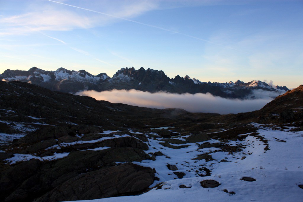 Face aux Aiguilles de l'Argentière depuis le Refuge de l'Étendard