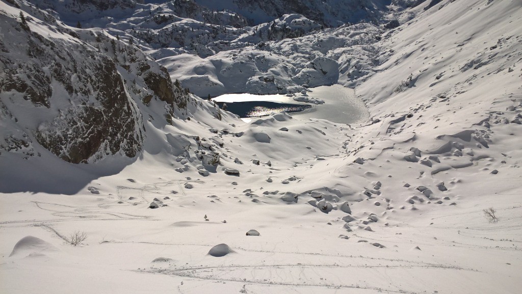 #13 Remontée face sud-est et lac Merlat Remontée face sud-est et lac Merlat