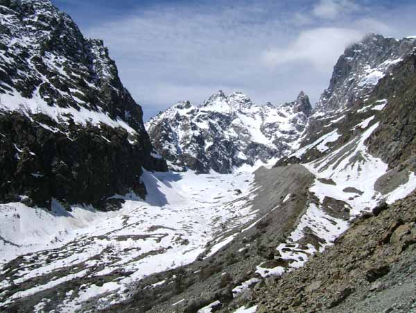 Dôme des Ecrins : Le départ du Glacier Noir