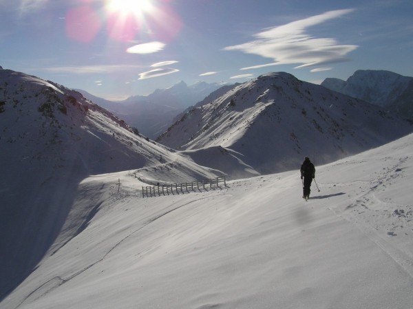 Descente sur les Roberts : Il n'y a pas foule ce jour, on descend tranquille vers les Roberts