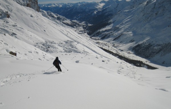 Guisane : EtienneD descend vers la Guisane