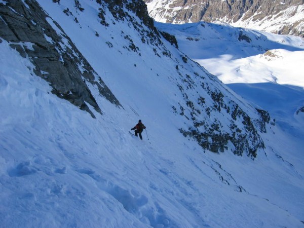 Aiguille Pers : Dans l'écharpe en haut de la face nord de la Pointe Pers