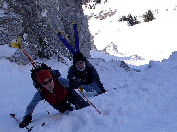 #4 couloir des Lances : Mariette et Tchouf dans le couloir NW des lances couloir des Lances : Mariette et Tchouf dans le couloir NW des lances