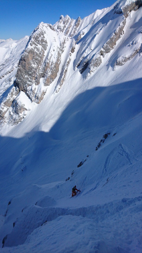 J'arrive à l'étroite, le passage clé de la voie. Photo: Stéphane Roguet