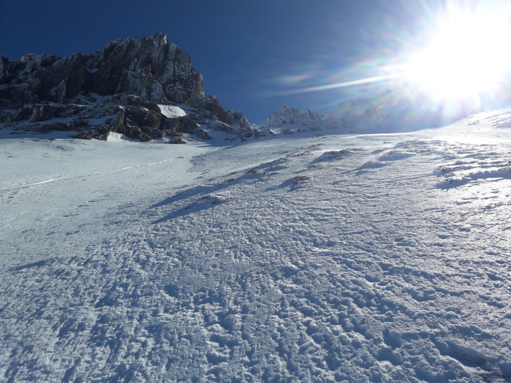 début de la montée à la Tête de la Cavale (Face NW)