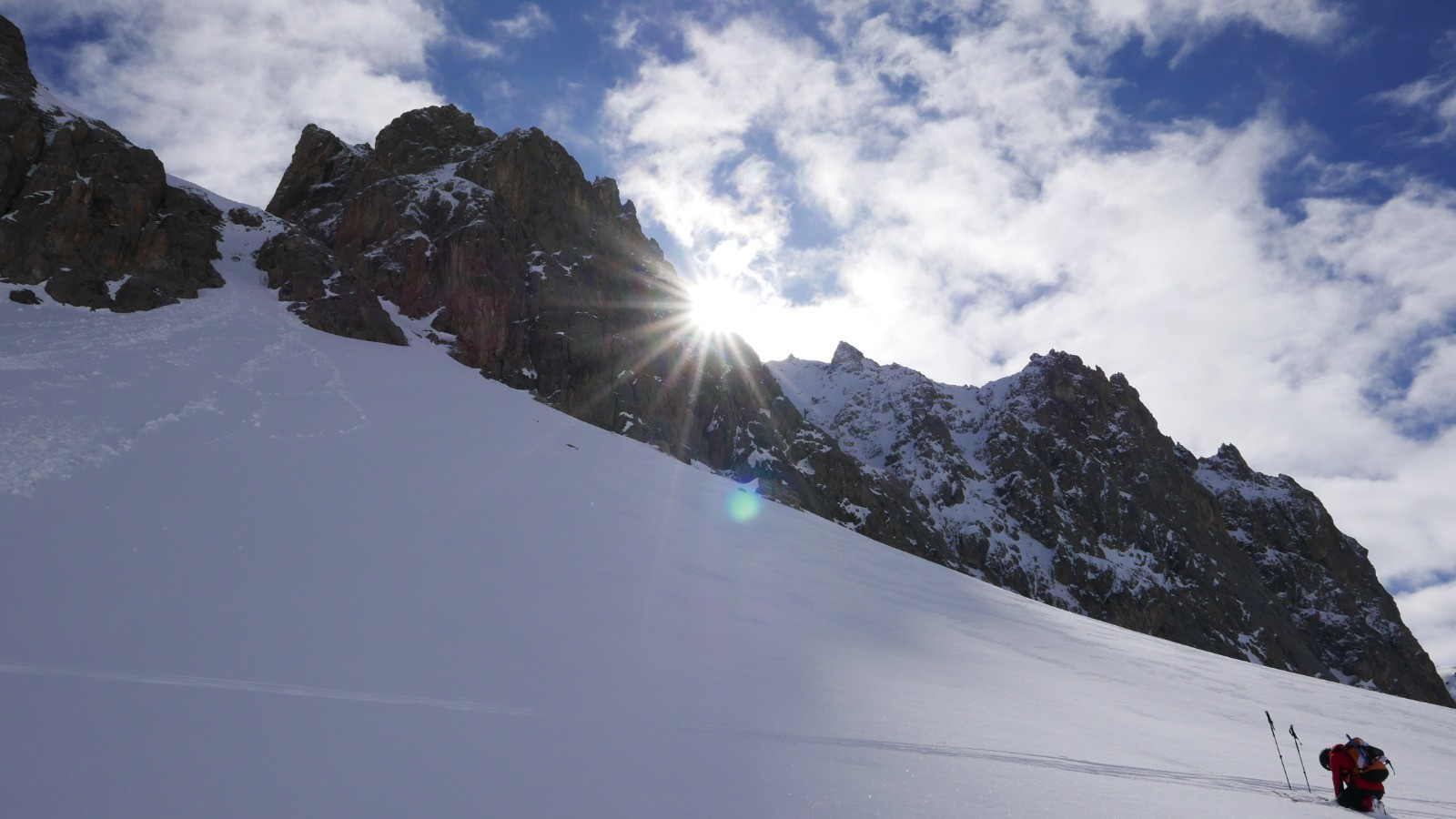 Dans le vallon de la Moulette; nous rechaussons.