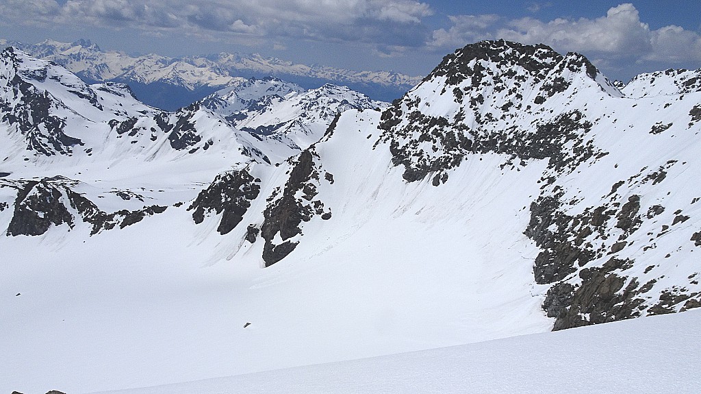 Mt Gébroulaz et col de Polset en bas à gauche.